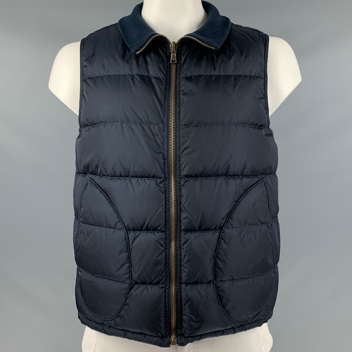 PAUL SMITH Size XL Navy Quilted Nylon Zip Up Vest