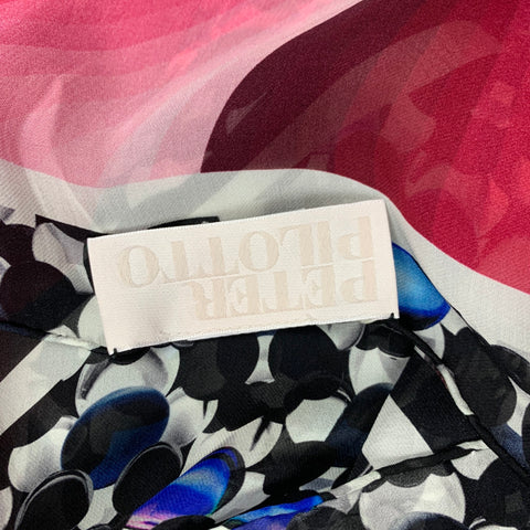 PETER PILOTTO Red & Black Abstract Silk Scarf