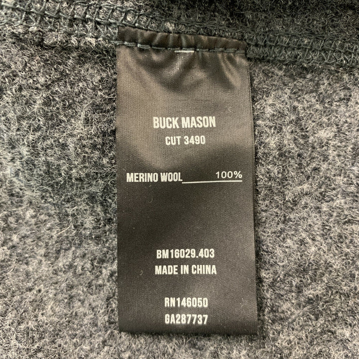 BUCK MASON Merino Wool Grey Chest Size L Solid Varsity Jacket