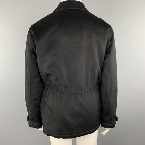 LORO PIANA Size 12 Black Cashmere STORM SYSTEM Drawstring Jacket