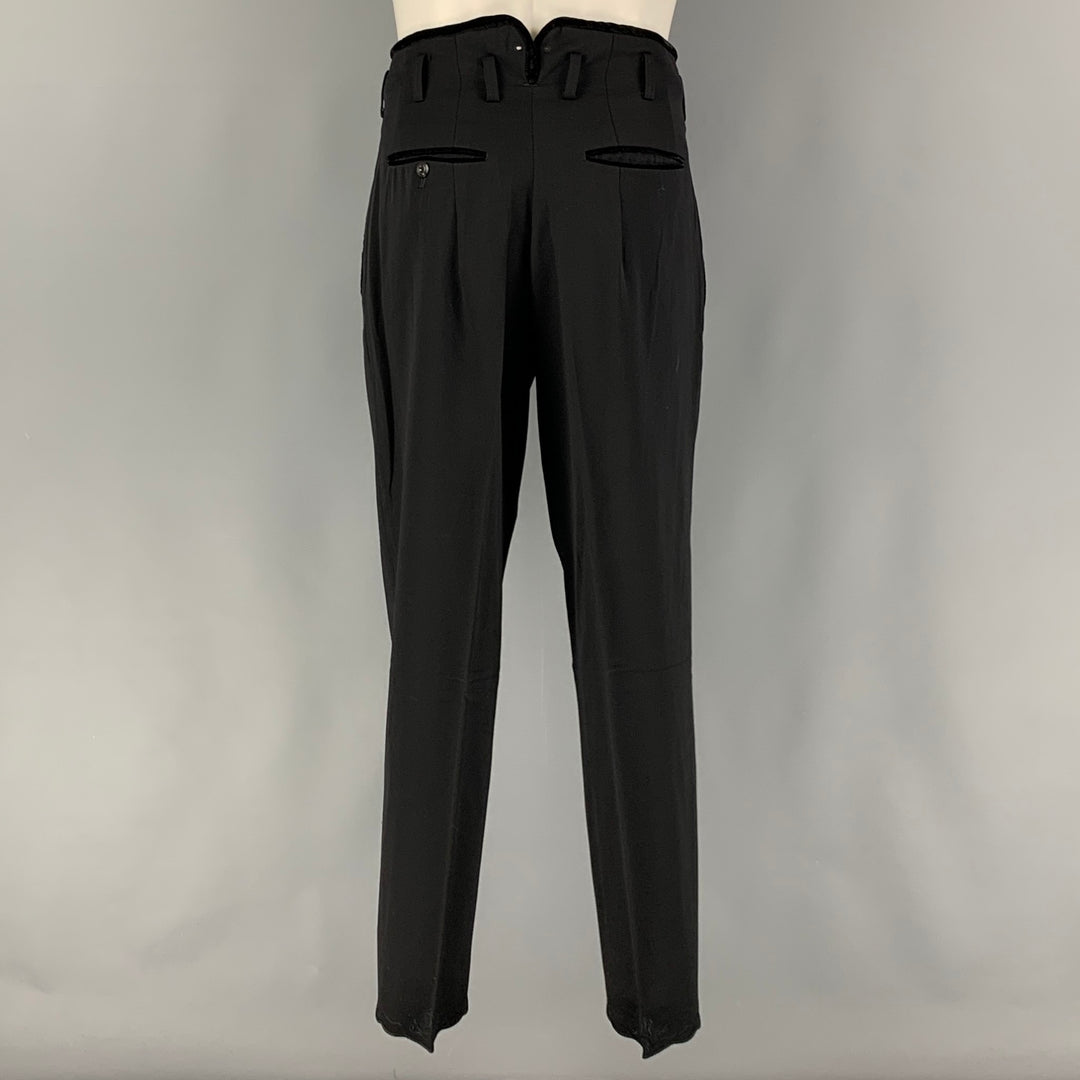 MATSUDA Size S Black Solid Wool Shawl Collar 30 29 Suit