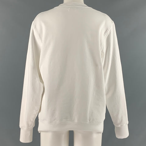 TORY BURCH Taille S Sweat-shirt à col rond en coton blanc