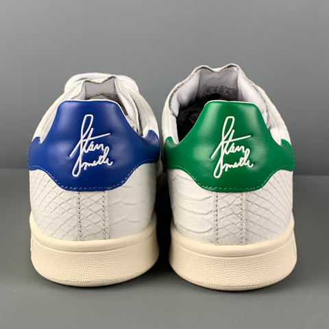 ADIDAS x STAN SMITH Size 10.5 White Embossed Leather Low Top Sneakers