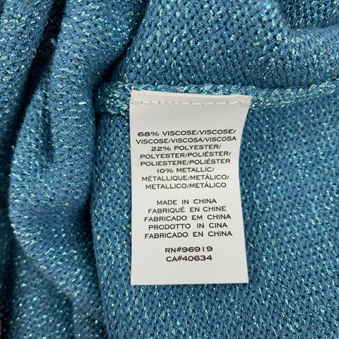 MARC JACOBS Size XL Blue Metallic Viscose Blend Short Sleeve Pullover