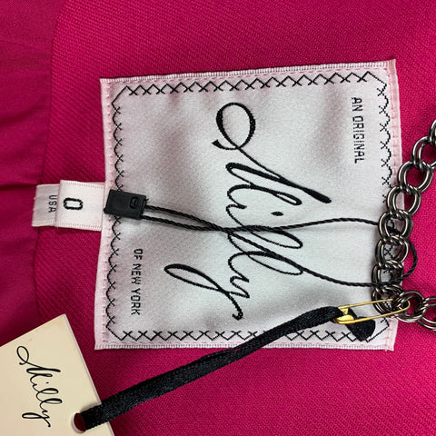 MILLY Chaqueta de lana de poliéster negra fucsia talla 0 Blazer
