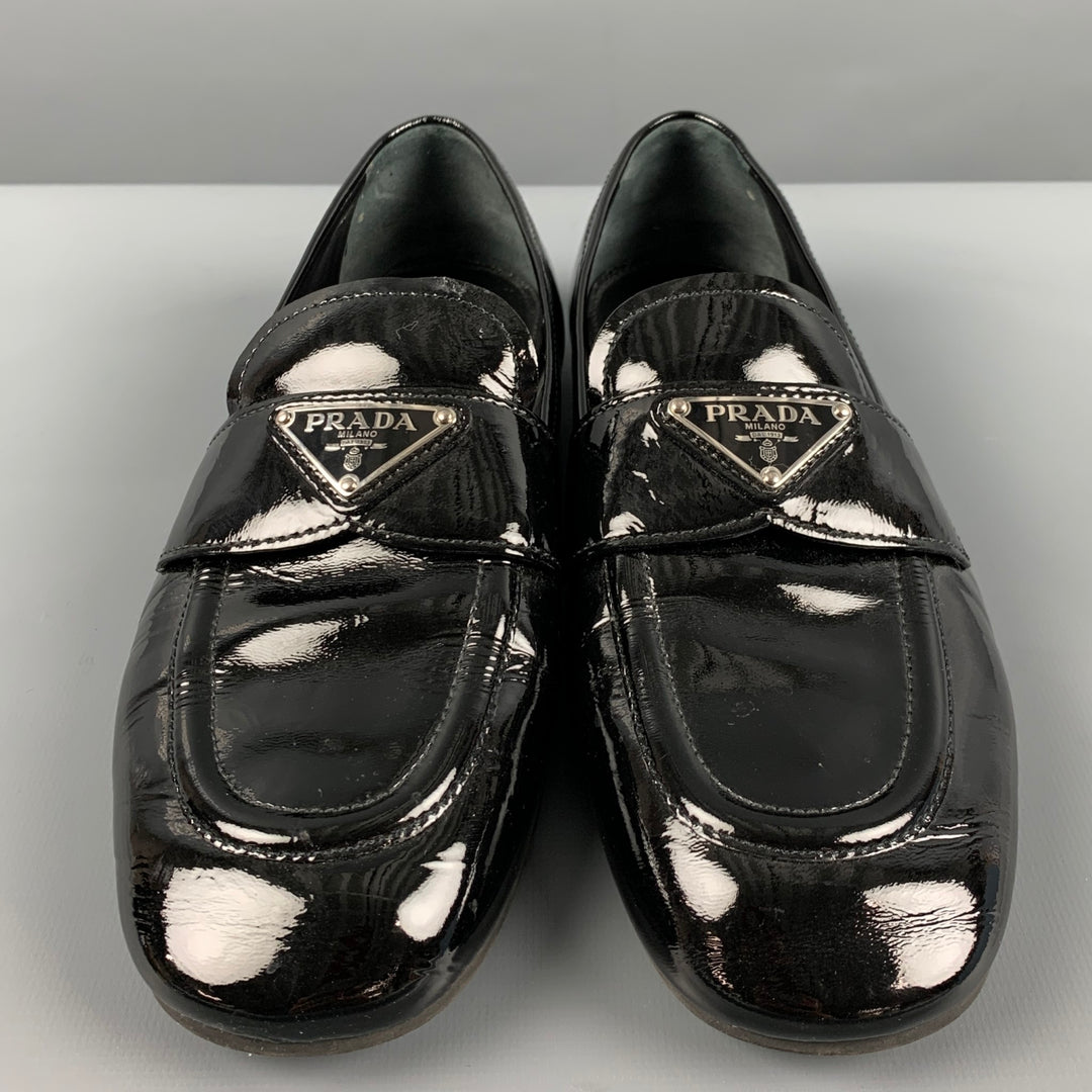 PRADA Size 9 Black Patent Leather Loafer Flats