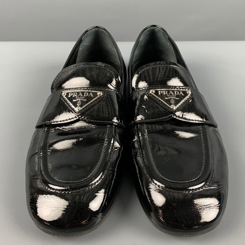 PRADA Size 9 Black Patent Leather Loafer Flats