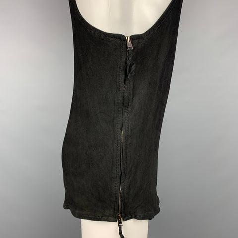 ALEXANDRE PLOKHOV Size M Black Suede Side Zippers Tank Top