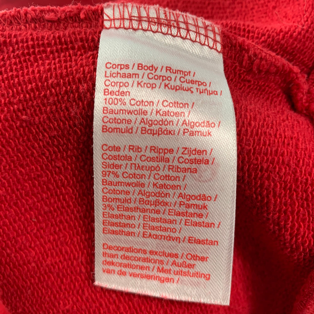 SUPREME Sudadera de algodón con cuello redondo y logo rojo Talla S