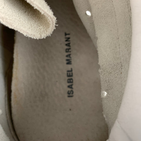 ISABEL MARANT Zapatillas de deporte con cuña perforada de cuero blanco talla 7