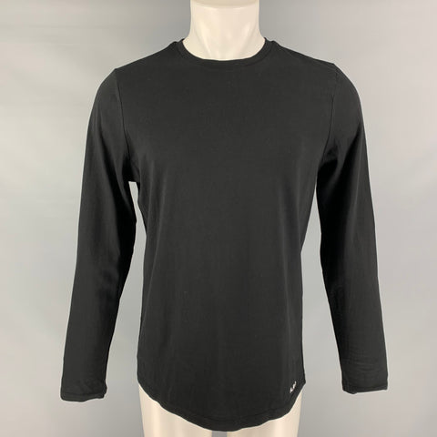 A.P.C. Size L Black & Silver Logo Cotton Long Sleeve T-shirt