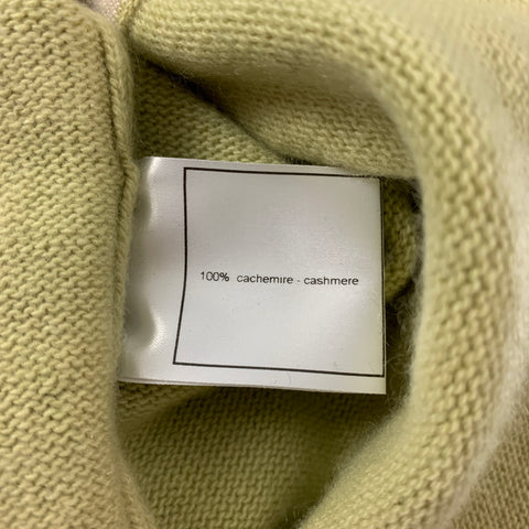 CHANEL Talla 10 Cárdigan con cuello en V de cachemira color crema Chartreuse