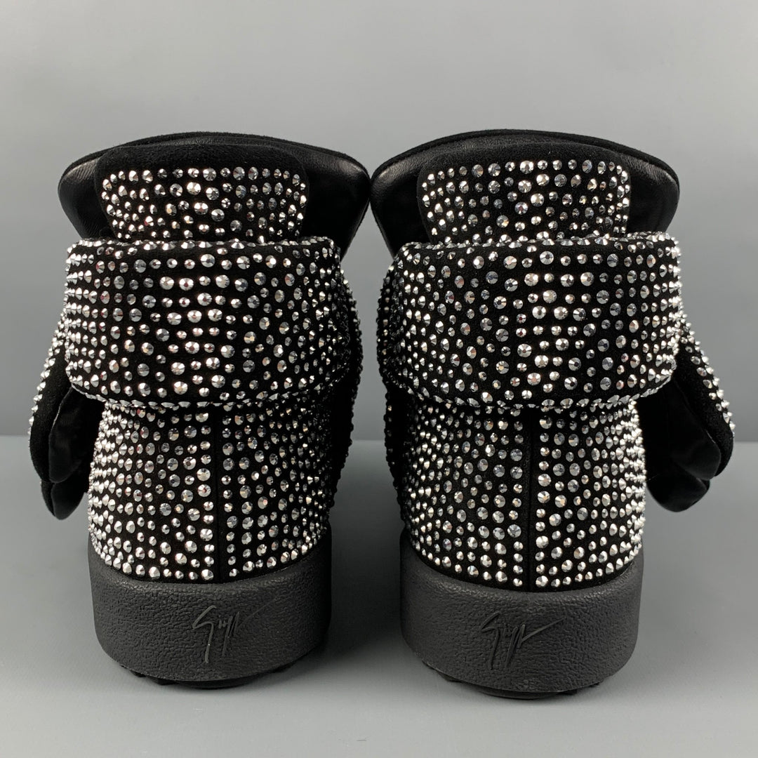 GIUSEPPE ZANOTTI Talla 12 Zapatillas altas de cuero con cuentas plateadas y negras