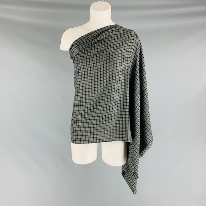 TOM FORD Grey Black Checkered Woven Scarves