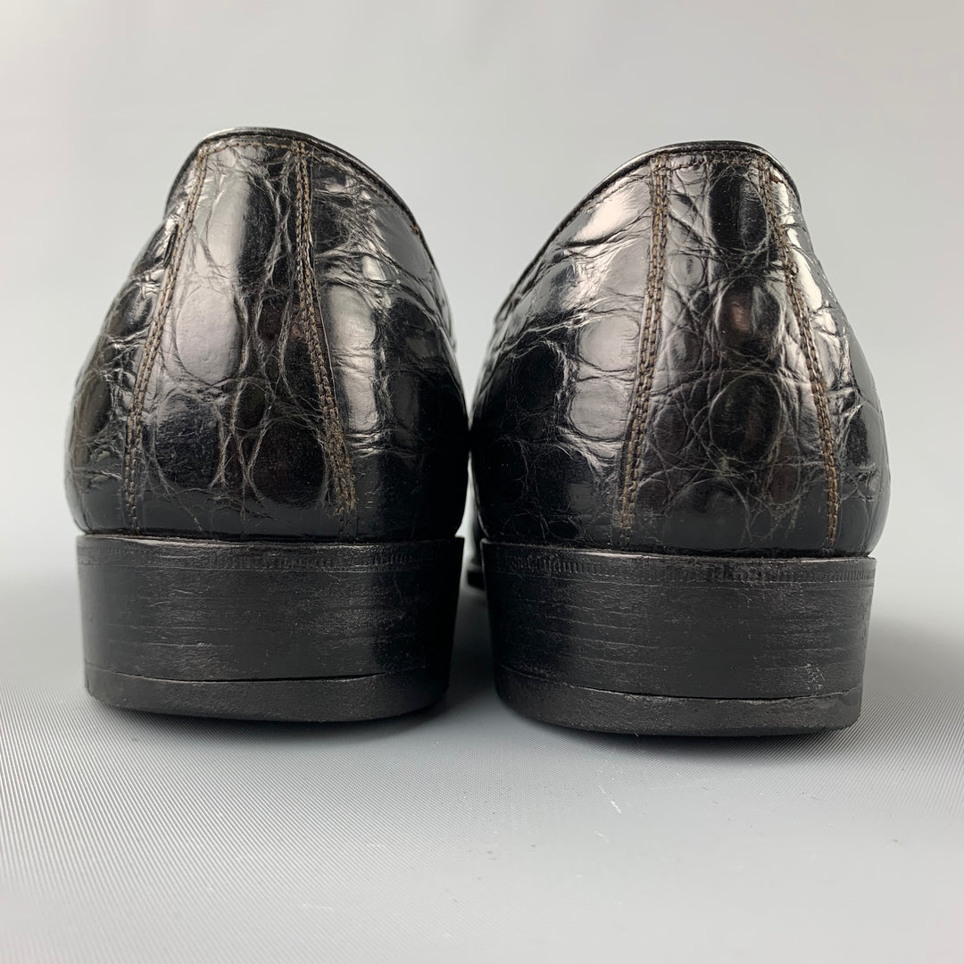 FLORSHEIM Imperial Size 9.5 Black Alligator Lace Up Custom Order Shoes