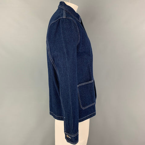 OKONKWO Size L Indigo Cotton Worker Jacket