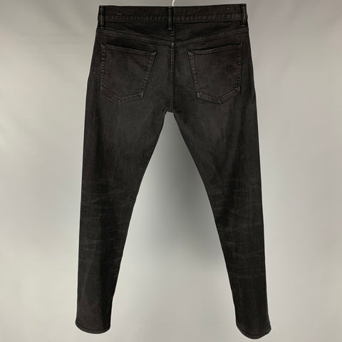 JOHN ELLIOTT Size 32 Black Dark Wash Cotton Straight Jeans