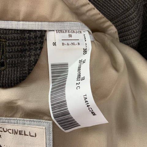BRUNELLO CUCINELLI Size 40 Olive & Brown Glenplaid Notch Lapel Sport Coat