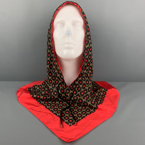 GUCCI Size M Black Red GG Star Print Polyamide Hood