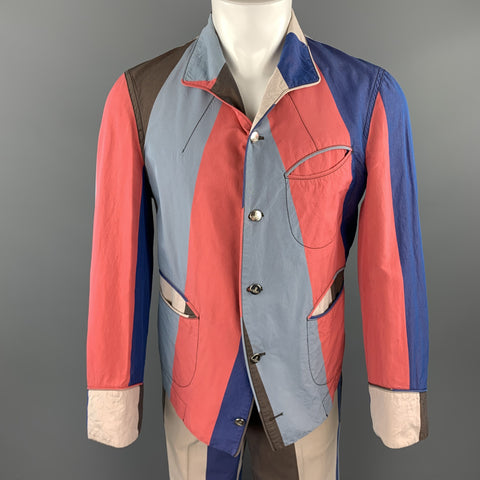 VIVIENNE WESTWOOD SS 2000 Talla 40 Traje de seda de algodón con rayas verticales multicolor
