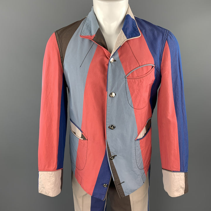 VIVIENNE WESTWOOD SS 2000 Size 40 Multi-Color Vertical Stripe Cotton Silk Suit