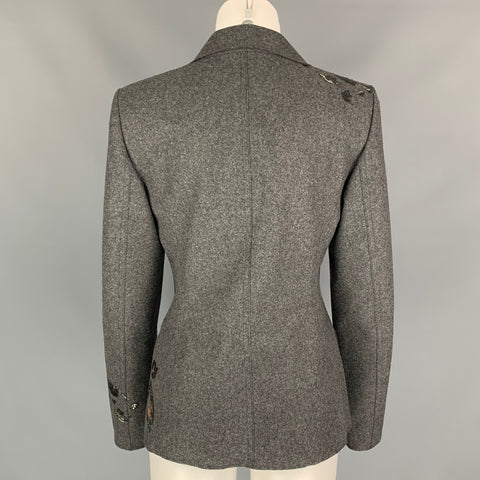 ESCADA Taille 6 Veste en laine vierge grise et argentée avec éclaboussures de peinture