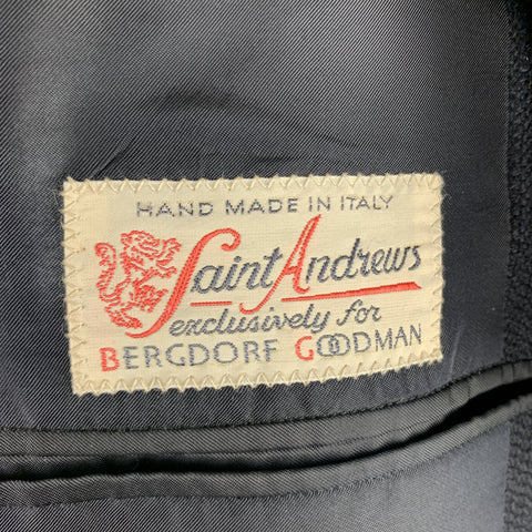 SAINT ANDREWS 38 Regular Navy Woven Cashmere Notch Lapel  Sport Coat