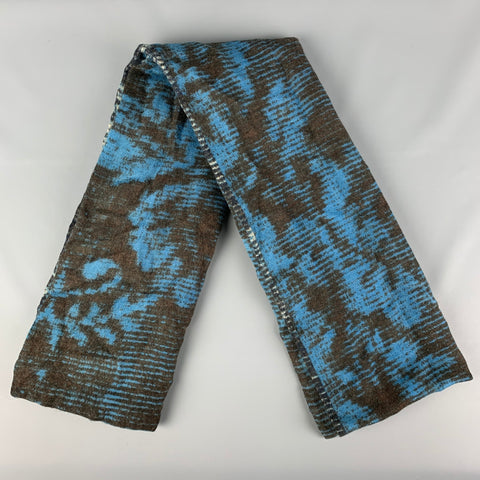 EPICE Blue Brown Wool Print Scarf