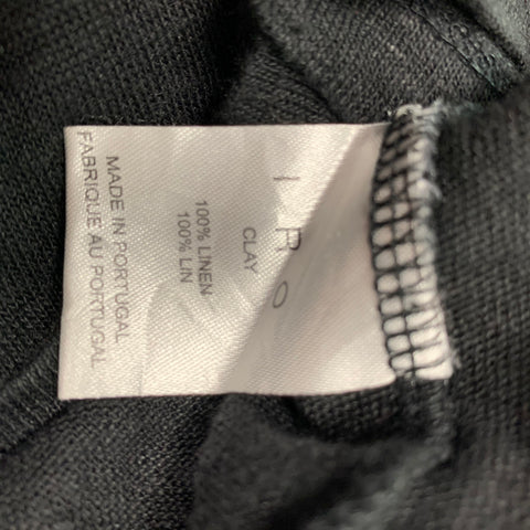 IRO Size S Black Distressed Linen Crew-Neck T-shirt
