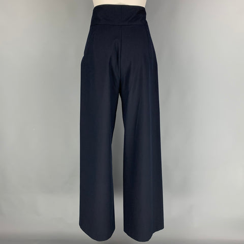 DRIES VAN NOTEN Size 4 Navy Cotton Blend Wide Leg Sailor Dress Pants