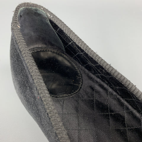 CUSTOM MADE Size 8 Black Embroidery Velvet Slippers Loafers