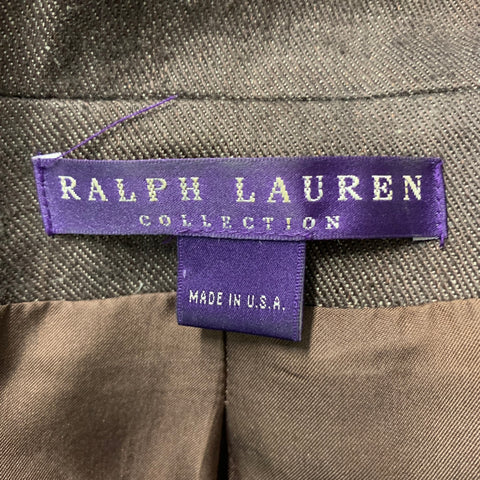 RALPH LAUREN 'COLLECTION by'  Size 6 Brown Linen Contrast Stitch  Blazer