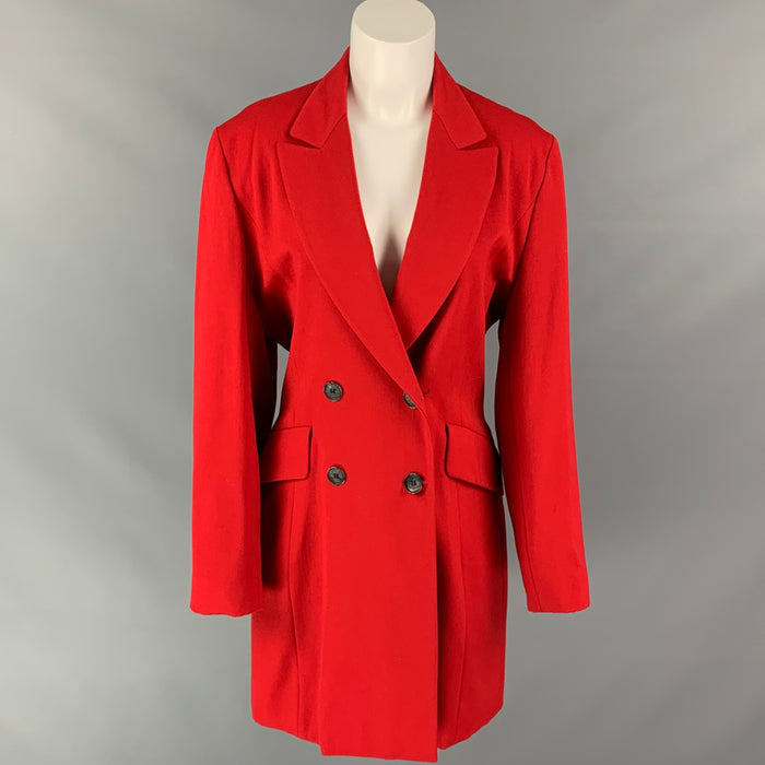 JOSEPH Taille 2 Manteau à double boutonnage en laine rouge à revers