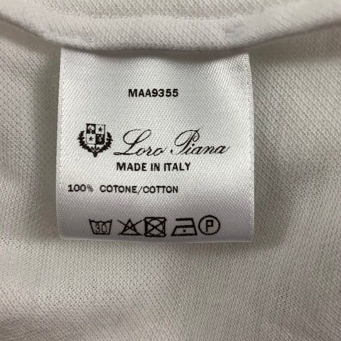 LORO PIANA Size M White Cotton Long Sleeve Polo