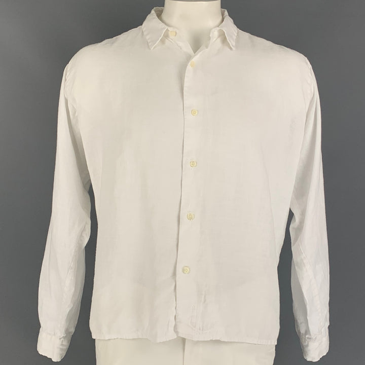 45rpm Size L / 5 White Linen Button Up Long Sleeve Shirt