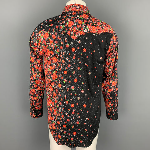 ENGINEERED GARMENTS Size M Black & Red Floral Cotton Long Sleeve Shirt