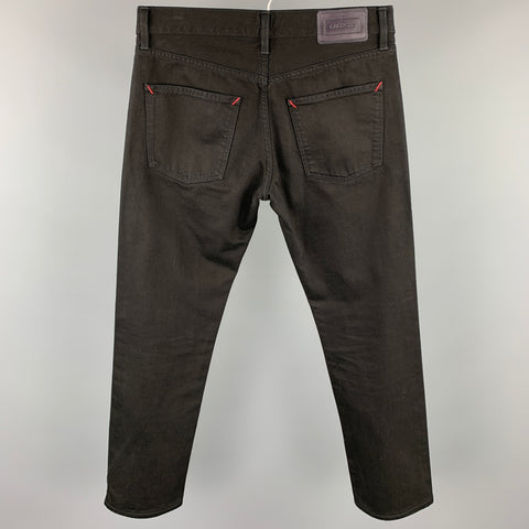 LACOSTE Size 30 Black Denim Zip Fly Jeans