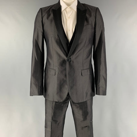 DOLCE & GABBANA Martini Size 40 Black White Polka Dot Silk Polyester 36 Tuxedo