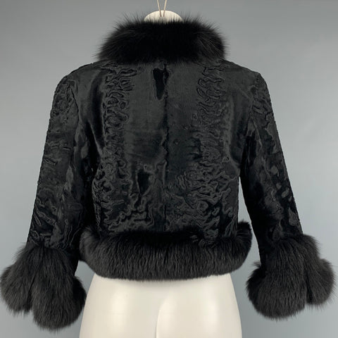 TRILOGY Size M Black Persian Lamb Cropped Jacket