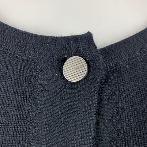 CHANEL Talla 8 Cárdigan con cuello redondo y seda de cachemira negra