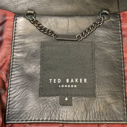 TED BAKER L Chaquetón cruzado de cuero negro