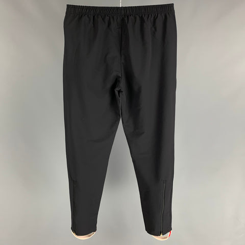TRACKSMITH Size L Black Nylon Blend Elastic Waistband Casual Pants