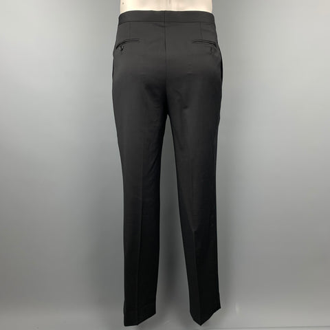 ERMENEGILDO ZEGNA Size 42 Long Black Wool Peak Lapel Tuxedo