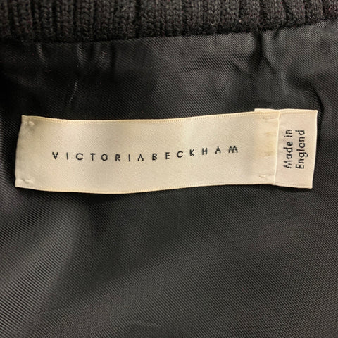 VICTORIA BECKHAM Talla 4 Abrigo con cinturón sin mangas de lana virgen negro