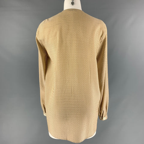GIORGIO ARMANI Size 8 Beige Silk Stripe Tunic Blouse