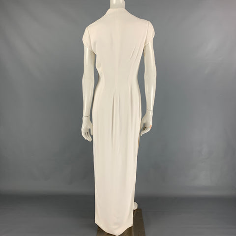 RICHARD TYLER Size 8 Cream Viscose Cap Sleeves Dress