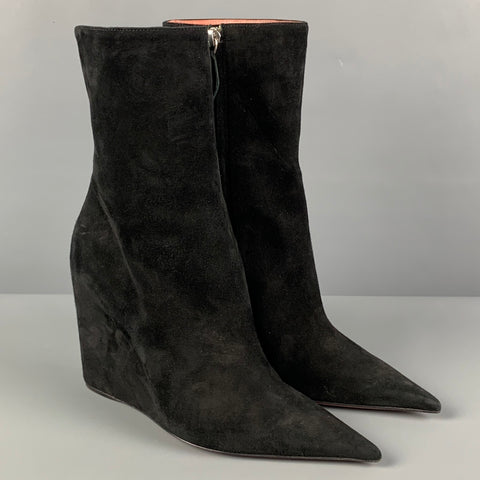 AMINA MUADDI Talla 7.5 Botas puntiagudas de ante negro