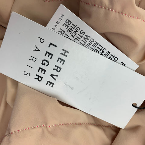 HERVE LEGER Vestido de un hombro fruncido en mezcla de nailon rosa talla M