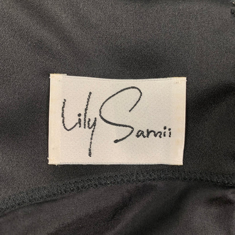LILY SAMII Size M Black Satin Sleeveless Blouse