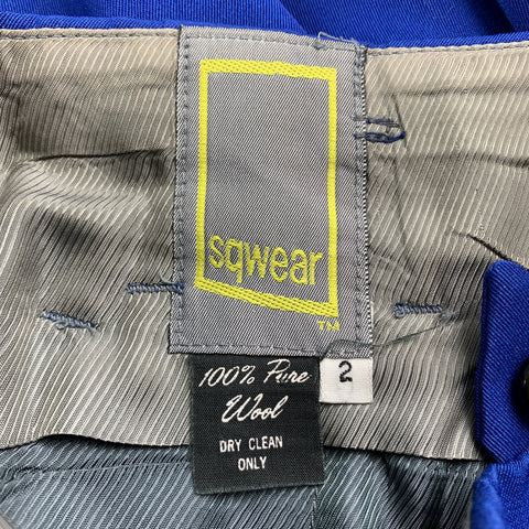 Vintage SQWEAR Size 30 Royal Blue Wool Pleated Dress Pants